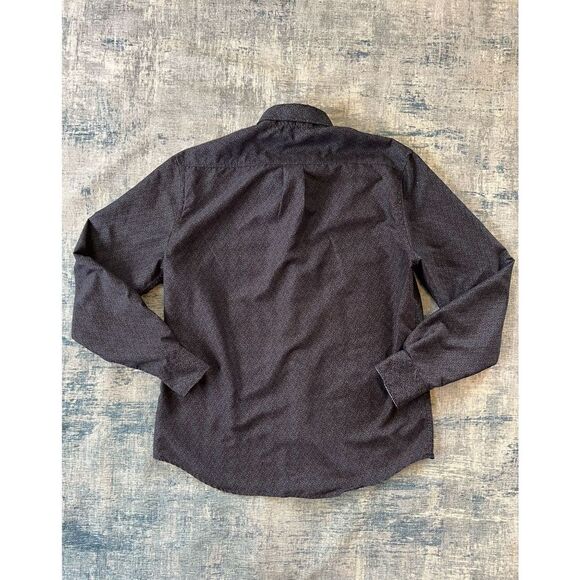 International Report Black Blue Micro Floral Print Long Sleeve Button Down Mediu - Picture 2 of 8